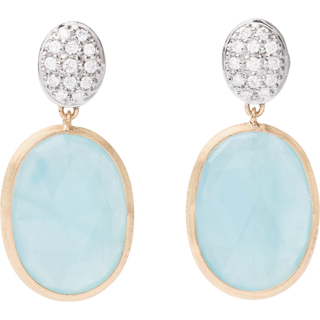 Shop Marco Bicego Siviglia Aquamarine & Pavé Diamond Drop Earrings In Yl/wh Gold