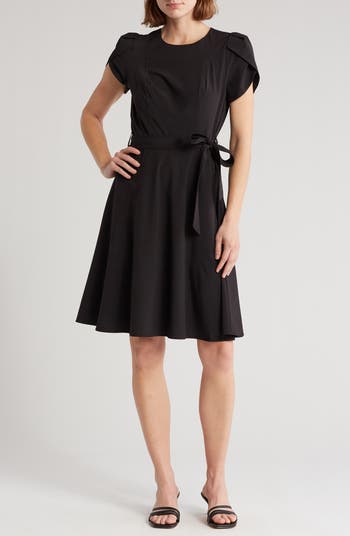 Calvin klein black short sleeve dress best sale