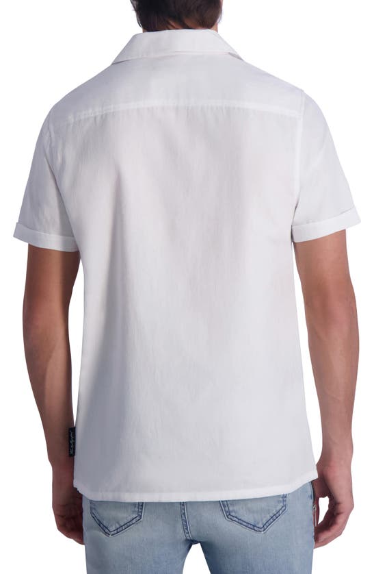 Shop Karl Lagerfeld Jacquard Vine Camp Shirt In White