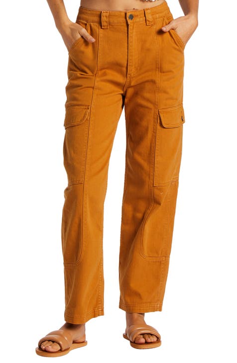 Women with Control Womens Pants Dark Orange Cargo Pockets Stretch
