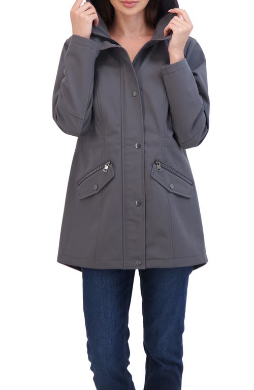 Sebby Water Resistant Hooded Softshell Coat In Graphite