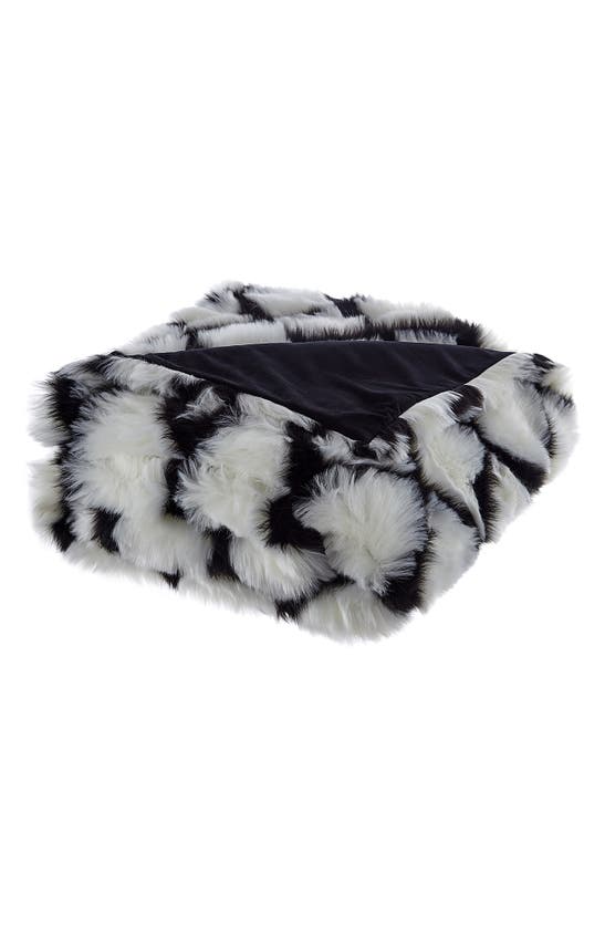Inspired Home Animal Print Faux Fur Throw Blanket In Black