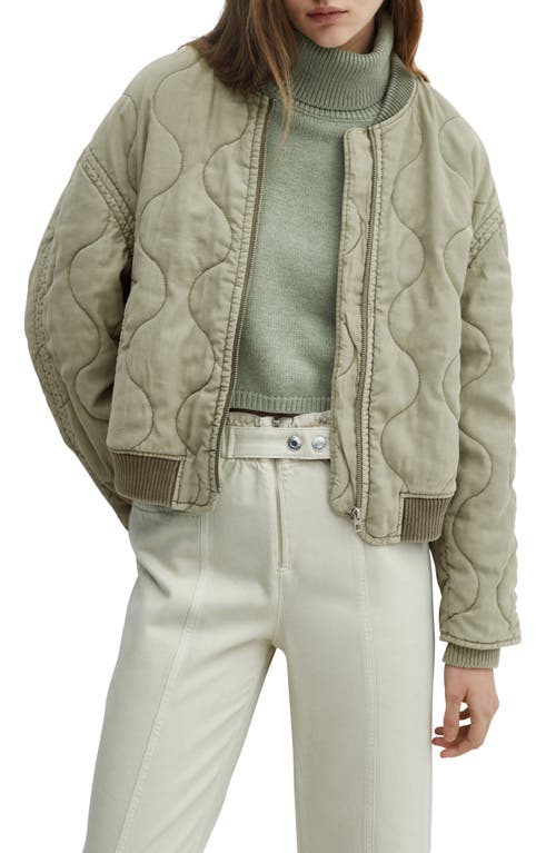 Mango Women's Quilted Bomber Jacket In Khaki Green
