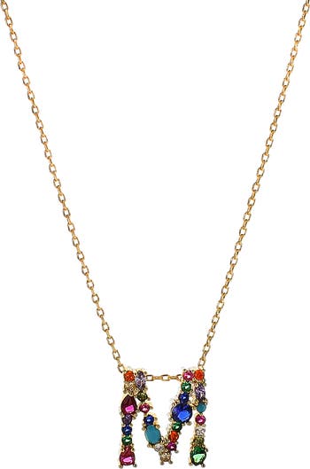 Multicolor Crystal Initial Pendant Necklace