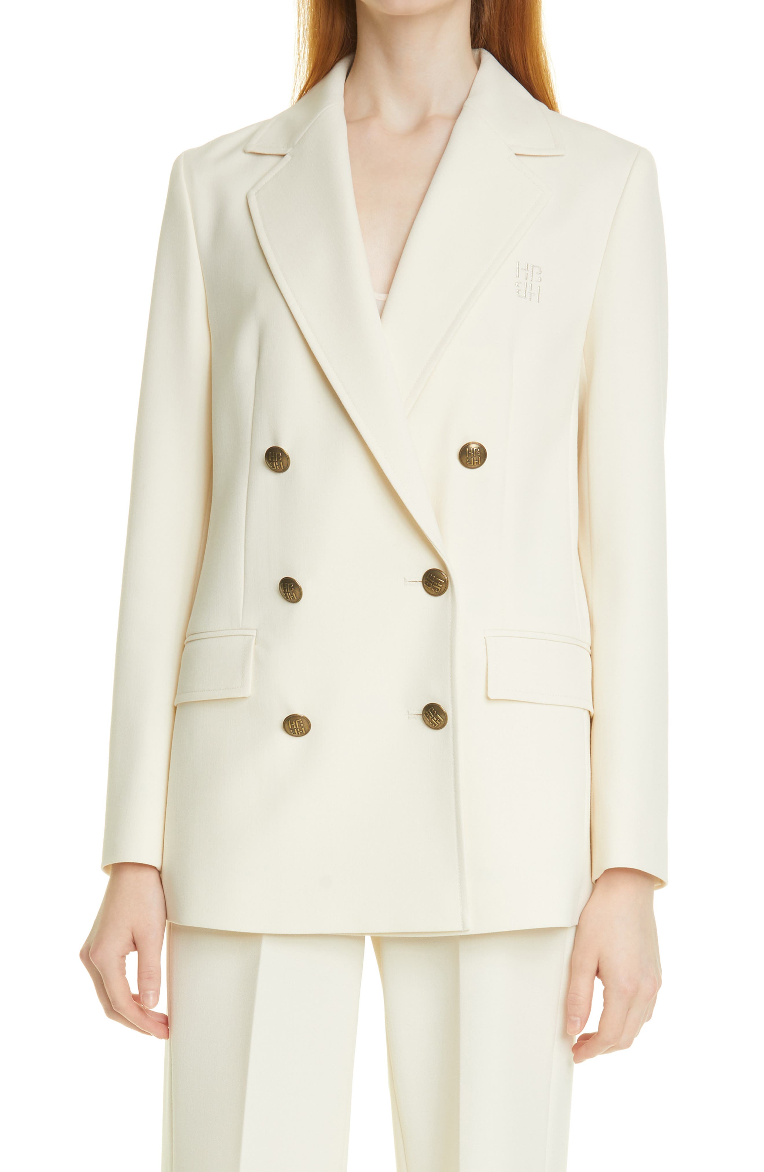 double breasted cream blazer