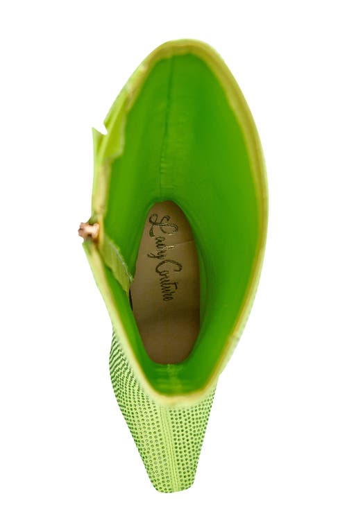Lady Couture Diamond Rhinestone Pointed Toe Boot In Lime
