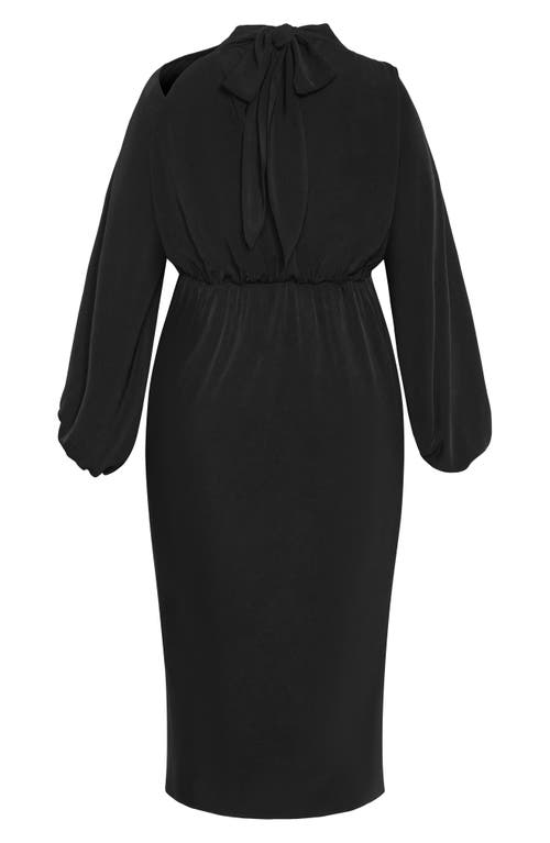 Shop City Chic Jaylee Shoulder Cutout Long Sleeve Dress In Black