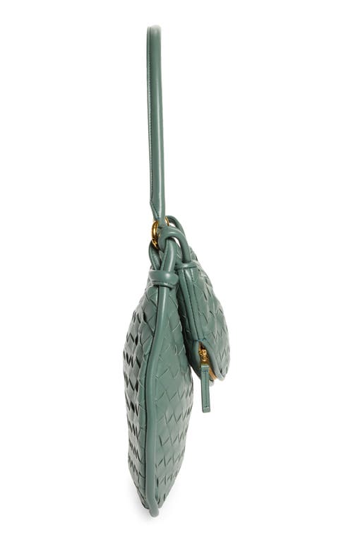 Shop Bottega Veneta Medium Gemelli Intrecciato Shoulder Bag In Aloe/brass