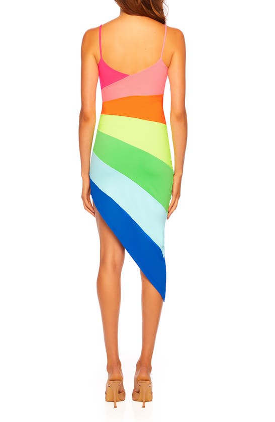 Shop Susana Monaco Colorblock Asymmetric Body-con Dress In Rainbow