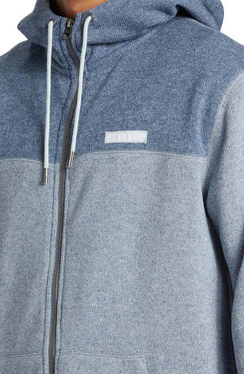Quiksilver Keller Colorblock Fleece Lined Zip Hoodie In Ice Flow Heather
