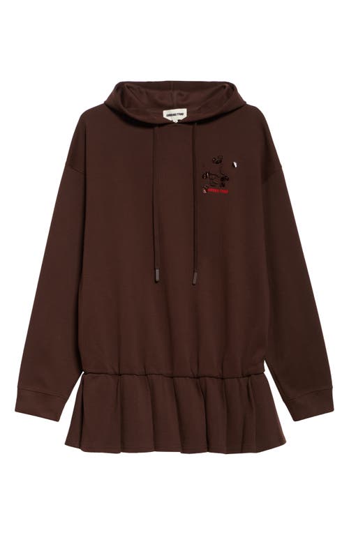 Shop Shushu-tong Shushu/tong 3d Rose Long Sleeve Hoodie Minidress In Brown