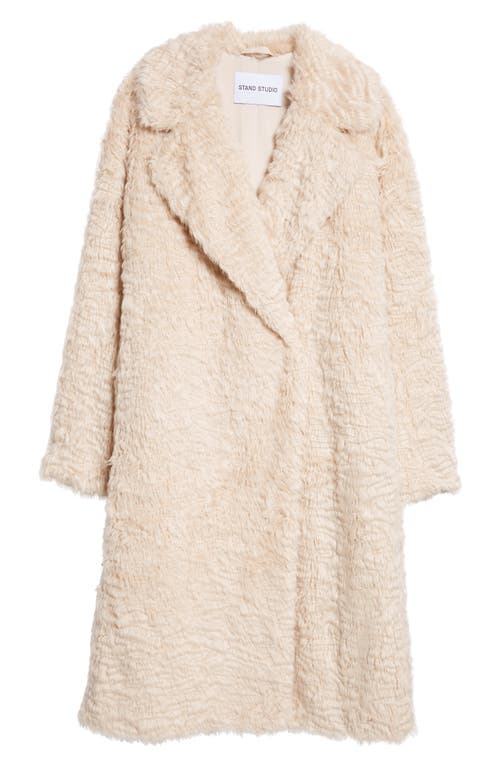 Shop Stand Studio Nicole Faux Fur Coat In Cream