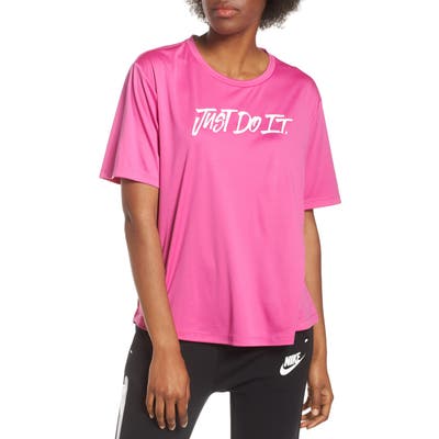 Nike Dry Just Do It Split Back Tee, Pink