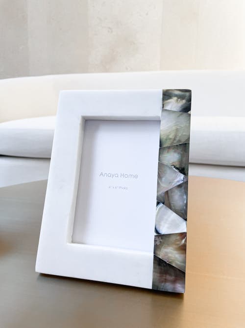 Anaya Mother-of-pearl Marble 4'' X 6'' Picture Frame In White