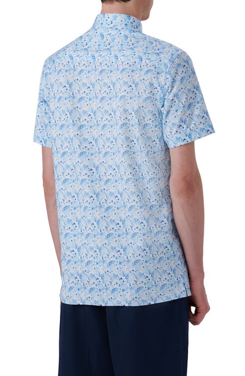 BUGATCHI BUGATCHI MILO OOOHCOTTON® LEAF PRINT SHORT SLEEVE BUTTON-UP SHIRT 