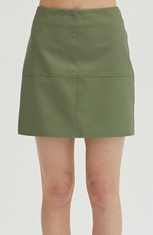 Shop Crescent Faux Leather Column Mini Skirt In Eucalyptus