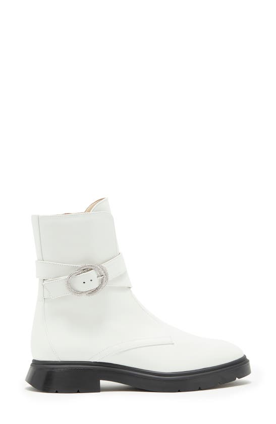 Stuart Weitzman Crystal Buckle Zip Bootie The Sw Outlet In White.
