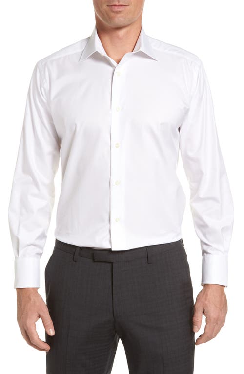 David Donahue Regular Fit Superfine Twill Dress Shirt White at Nordstrom,