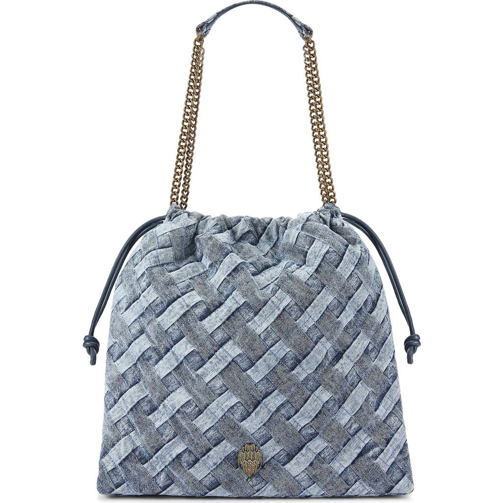 Kurt Geiger London Kensington Drawstring Denim Shoulder Bag In Navy