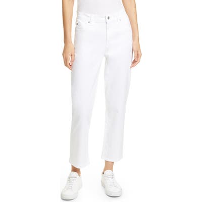 Eileen Fisher High Waist Stretch Organic Cotton Pants, White