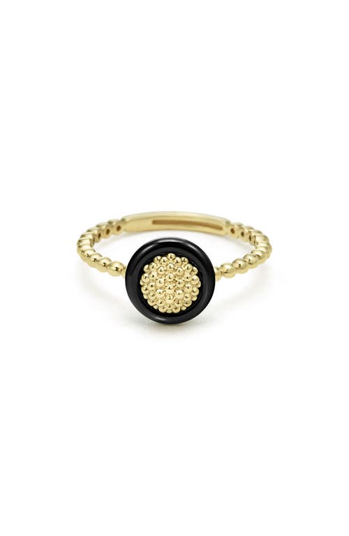 LAGOS Meridian 18K Gold Caviar & Black Ceramic Ring at Nordstrom, Size 7
