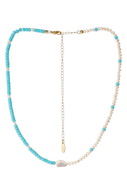 Ettika Genuine Pearl & Bead Necklace in Gold at Nordstrom