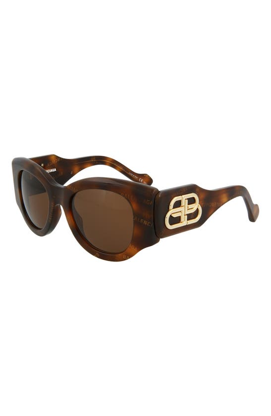 Shop Balenciaga 50mm Oval Sunglasses In Havana Havana Brown