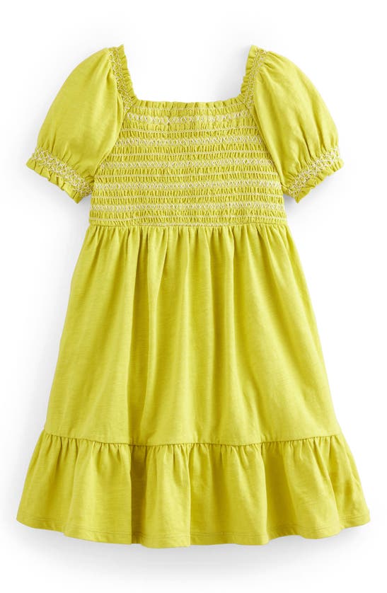 Boden Kids' Smocked Tiered Cotton Dress In Gooseberry Yellow