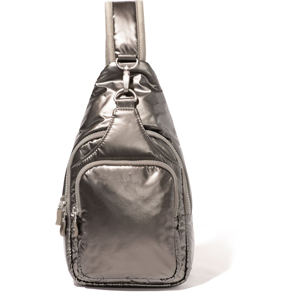 Baggallini Central Park Sling Bag In Gunmetal Puff