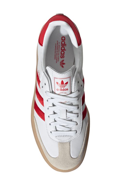 Shop Adidas Originals Adidas Sambae Sneaker In White/scarlet/white