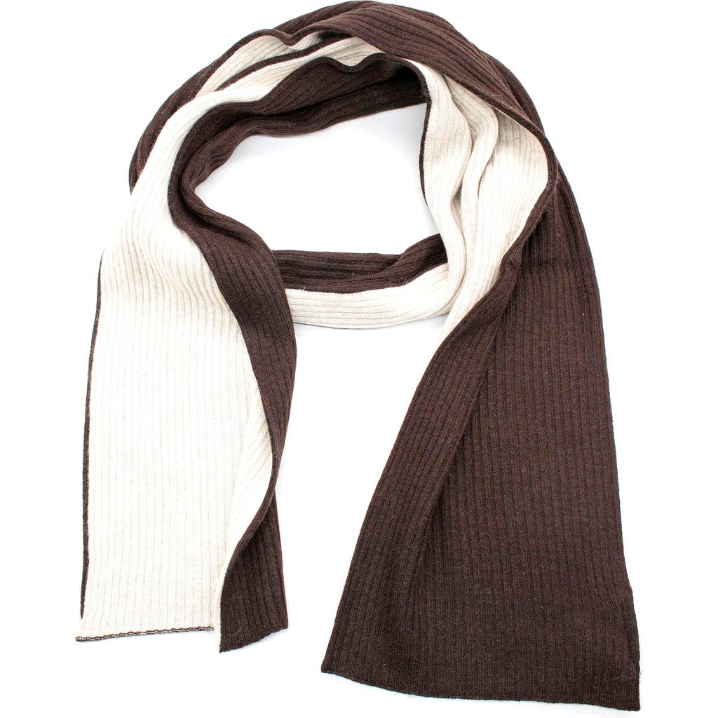 Portolano Two-tone Rib Scarf In Esprsso/oatmeal