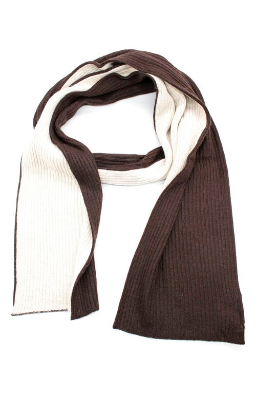 Shop Portolano Two-tone Rib Scarf In Esprsso/oatmeal