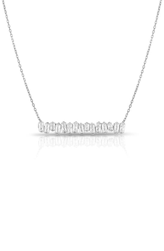 Glaze Jewelry Cz Bar Necklace In Silver