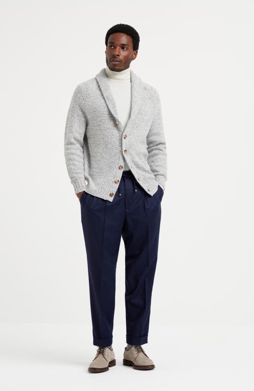 Shop Brunello Cucinelli Virgin Wool Flannel Trousers In Marine