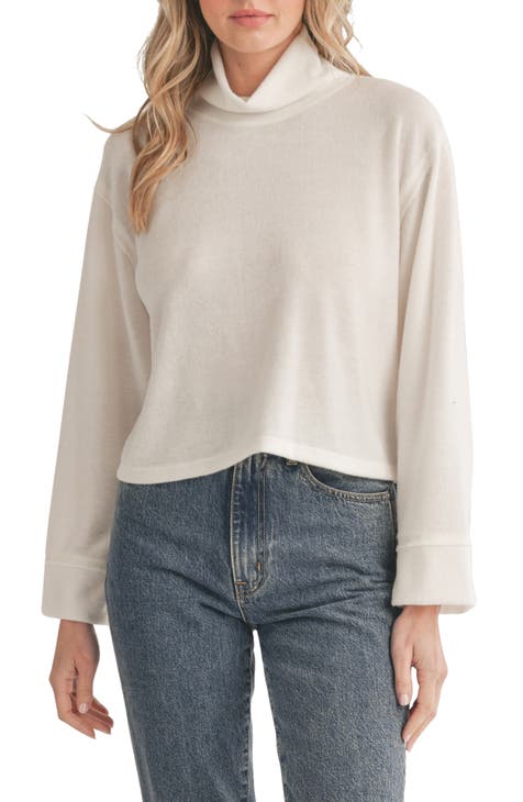 Brushed Long Sleeve Turtleneck Crop Sweater