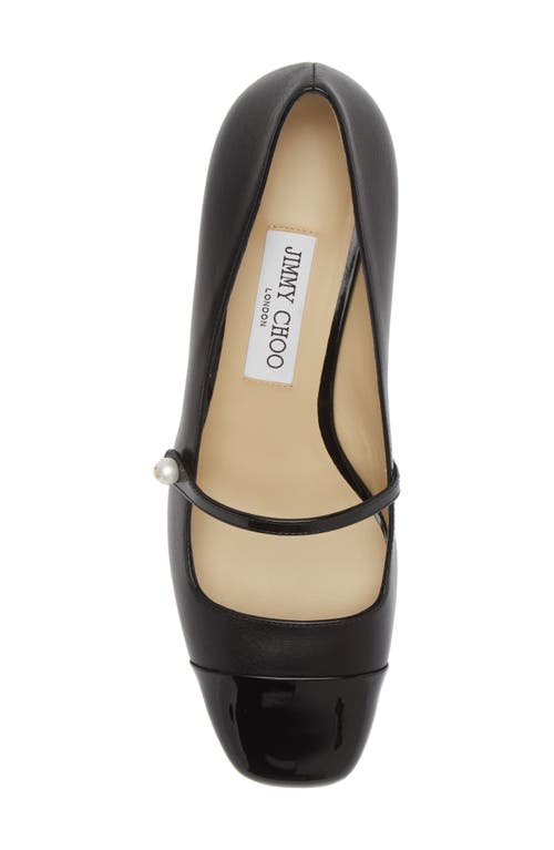 Jimmy Choo 'elisa 45' Black Pumps With Pearl Detail In Black/black