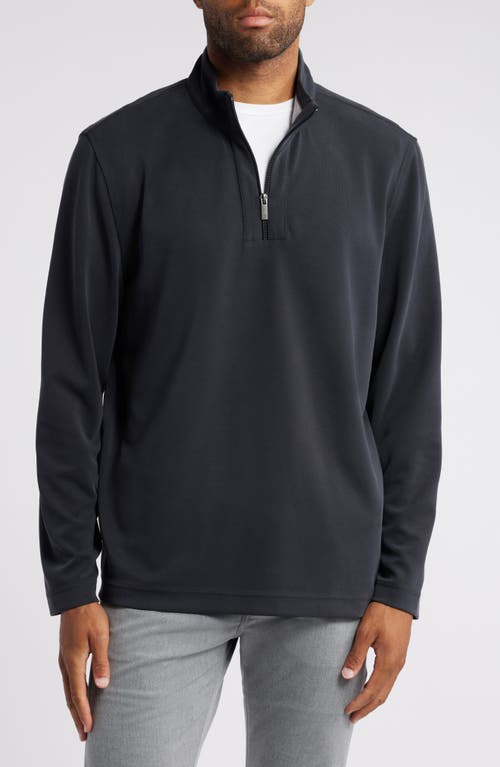 Johnston & Murphy Vintage Wash Quarter Zip Top In Black
