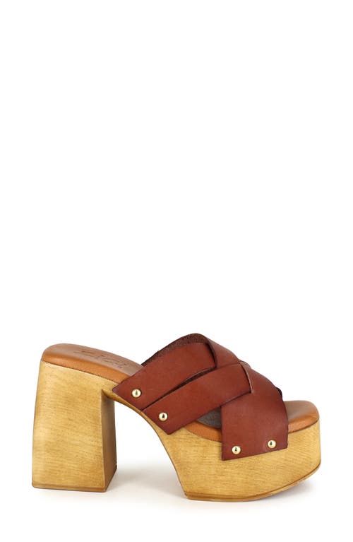 Zigi Suriel Platform Slide Sandal In Tan Leathe