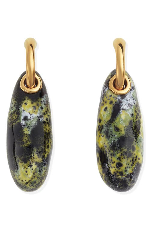 Shop Bottega Veneta Small Ellipse Ceramic Drop Hoop Earrings In 7062 Yellow/black/white