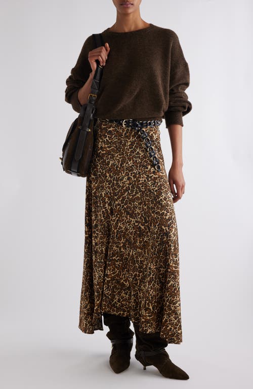 Shop Isabel Marant Sakura Leopard Print Stretch Silk Maxi Skirt