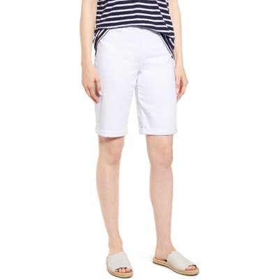 Nydj Roll Cuff Pull-On Denim Shorts, White