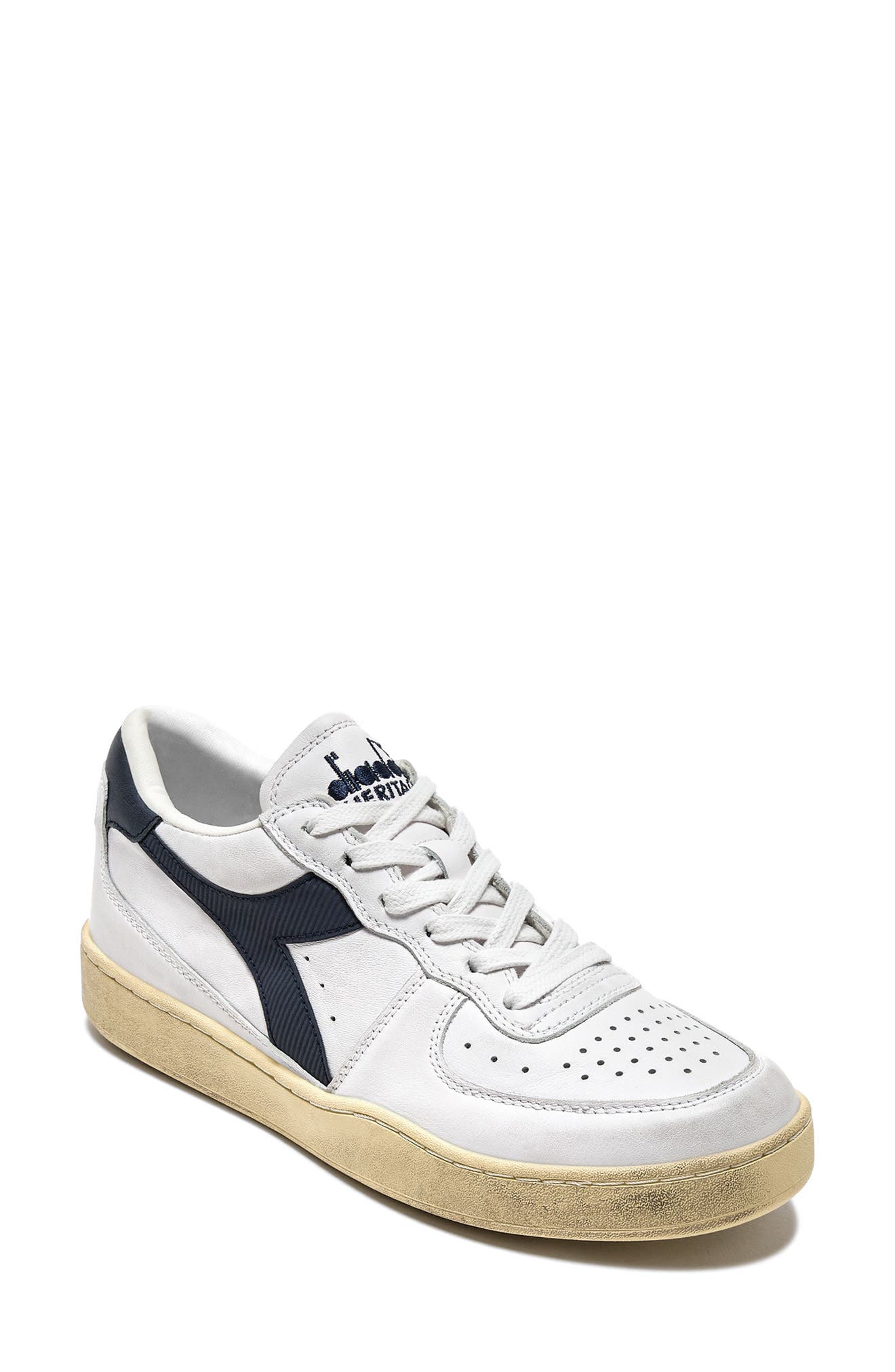 Diadora MI Basket Low Used Sneaker in White/Blue Denim Cover