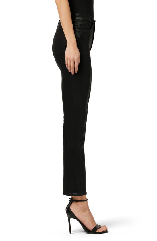 Hudson Barbara Coated High Waist Ankle Straight Leg Jeans In Black Coated