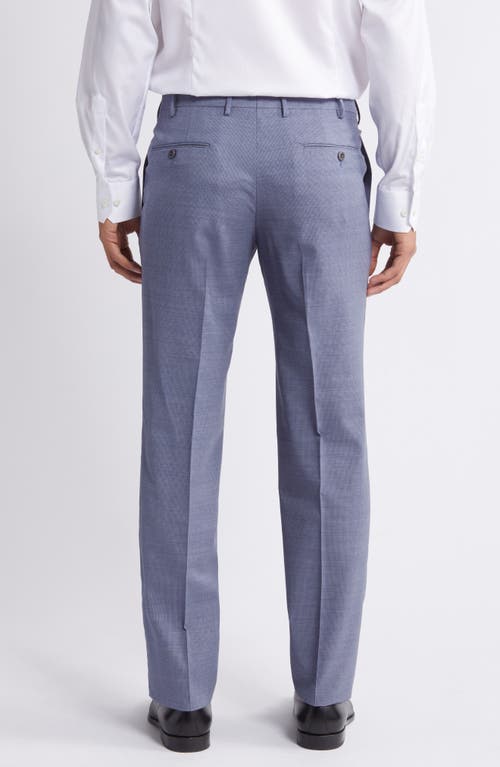 Shop Zanella Parker Flat Front Stretch Wool Mini Check Dress Pants In Blue