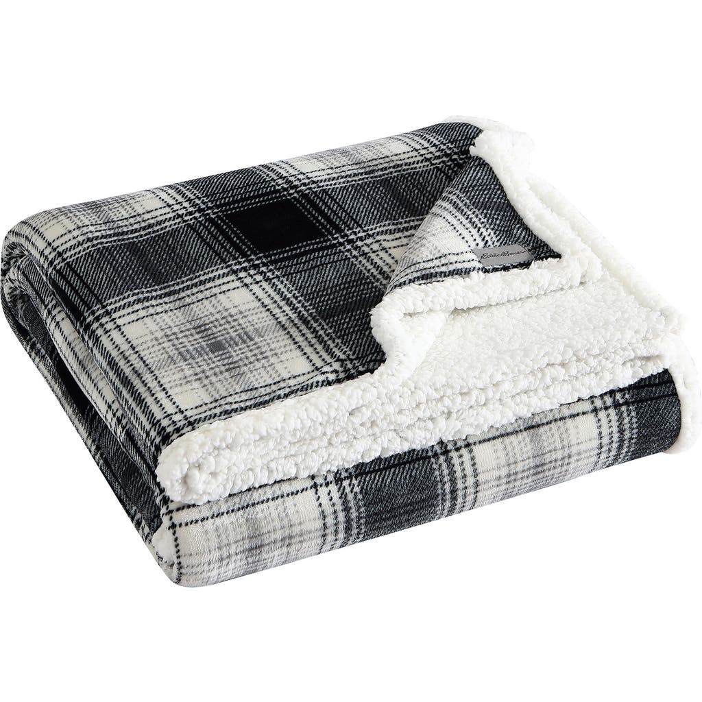 Eddie Bauer Vail Plaid Ultra Soft Plush Fleece-blanket In Grey