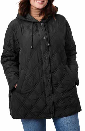 Bernardo Diamond Quilted Hooded Jacket Stone Blue