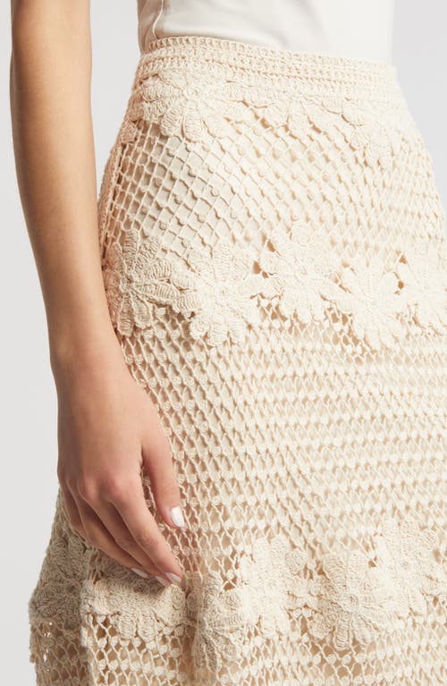 Shop Kobi Halperin Presley Floral Crochet Cotton Midi Skirt In Natural