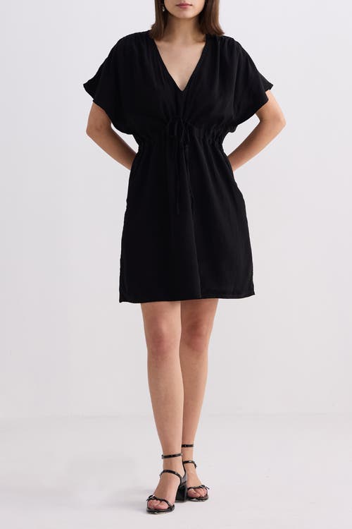 Shop Reistor Short Gathered Dress In Black