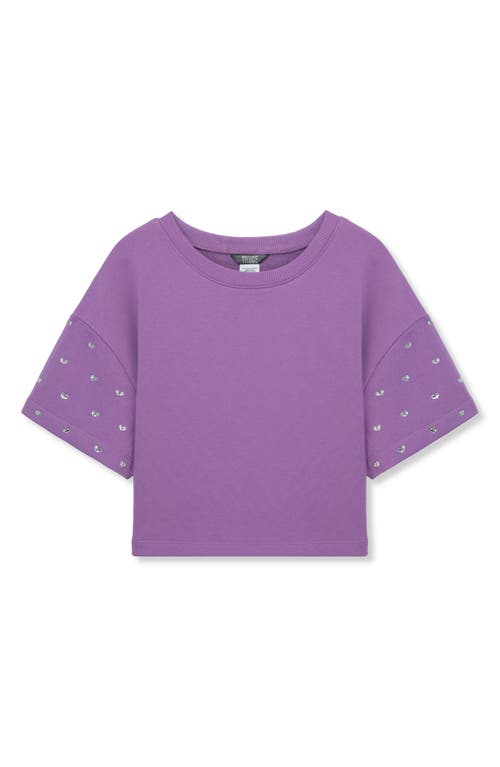 Shop Truce Kids' Rhinestone Embellished Boxy T-shirt In Purple