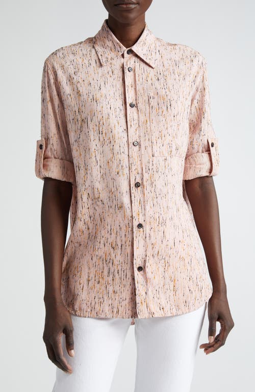 Bottega Veneta Textured Button-up Shirt In Pink